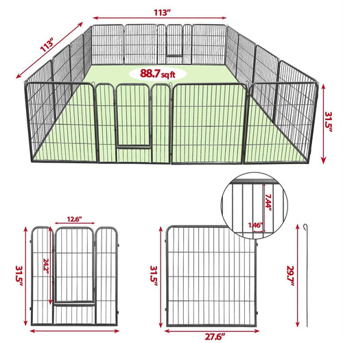 32 inch 16 Panel Foldable Metal Pet Playpen X7565