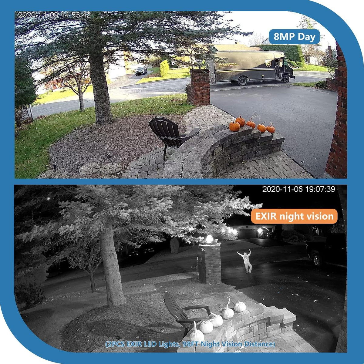 4K UltraHD 8MP Outdoor Security PoE IP Turret Camera with Microphone, 2.8mm Wide Angle, 98ft Night Vision, H.265, IP67 Waterproof O930555