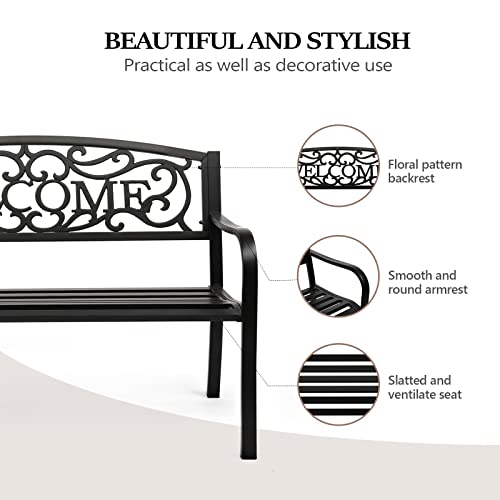 Black Metal Outdoor Bench H601