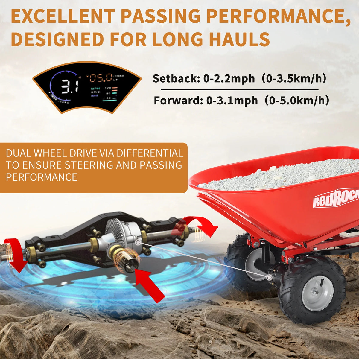 48V28Ah 500W Steel Electric Wheelbarrow Utility Cart L26530