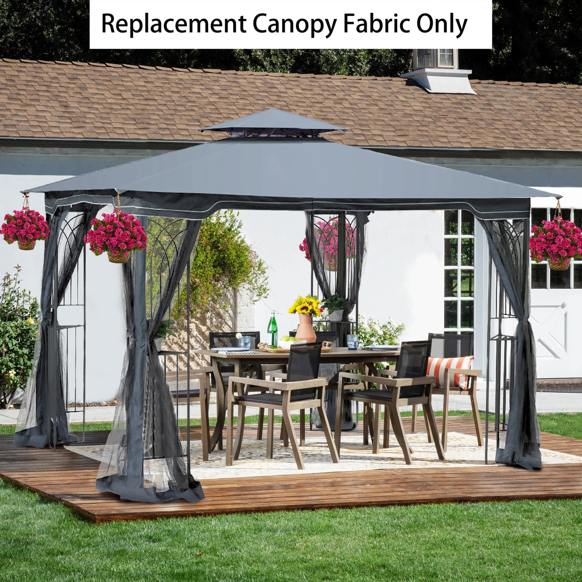 Gray Patio Gazebo Replacement Canopy Top X847