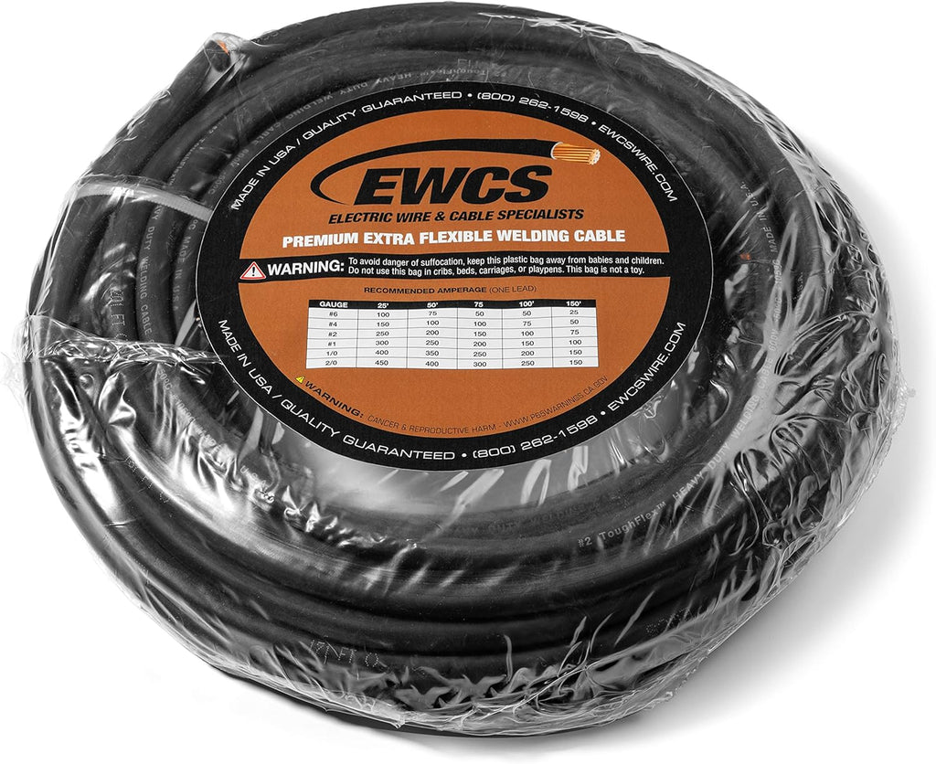 4 Gauge Extra Flexible Welding Cable 600 Volt Black 20 Feet Pack of 2 I614504
