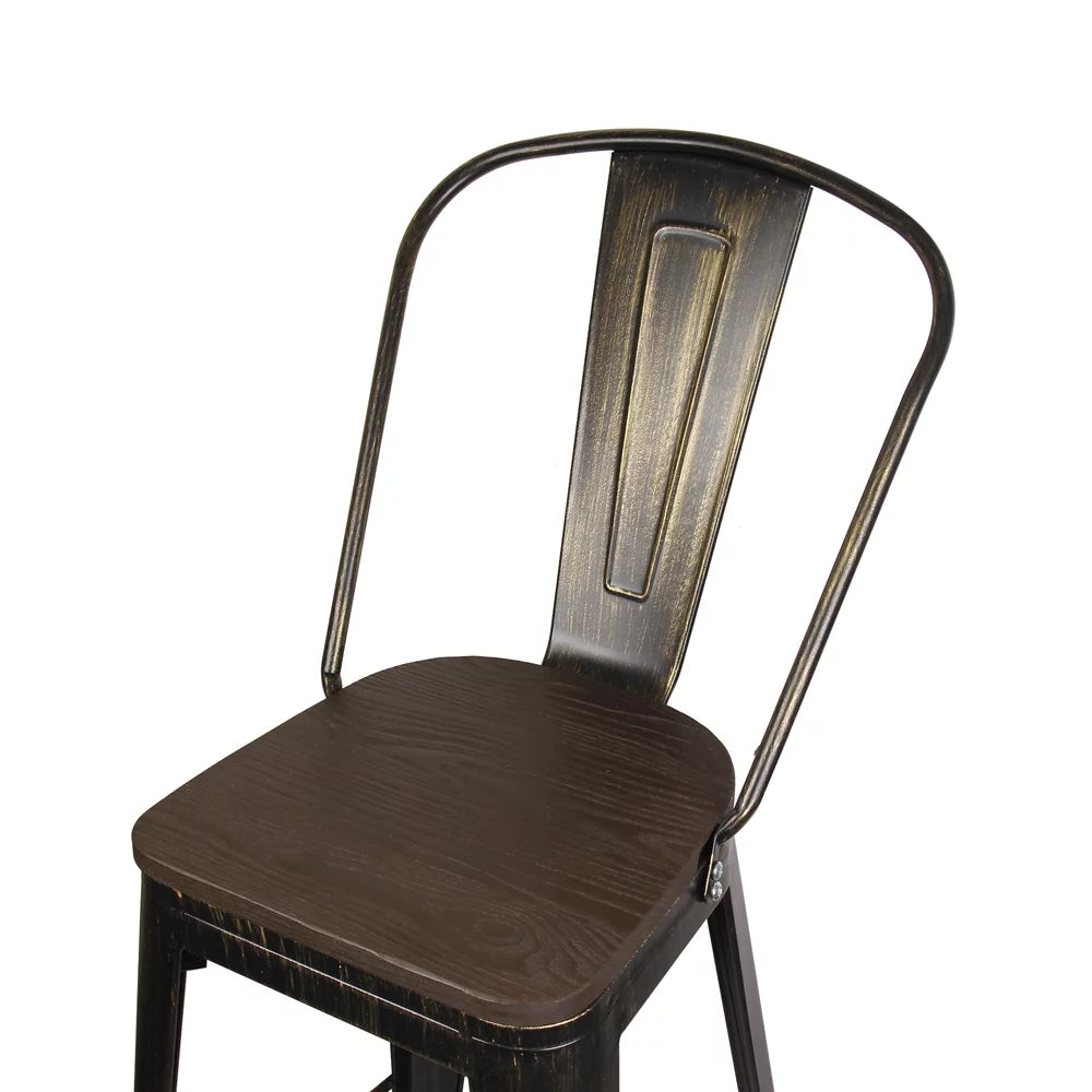 Antique Black High Back Bar Stools Set of 4 V81331