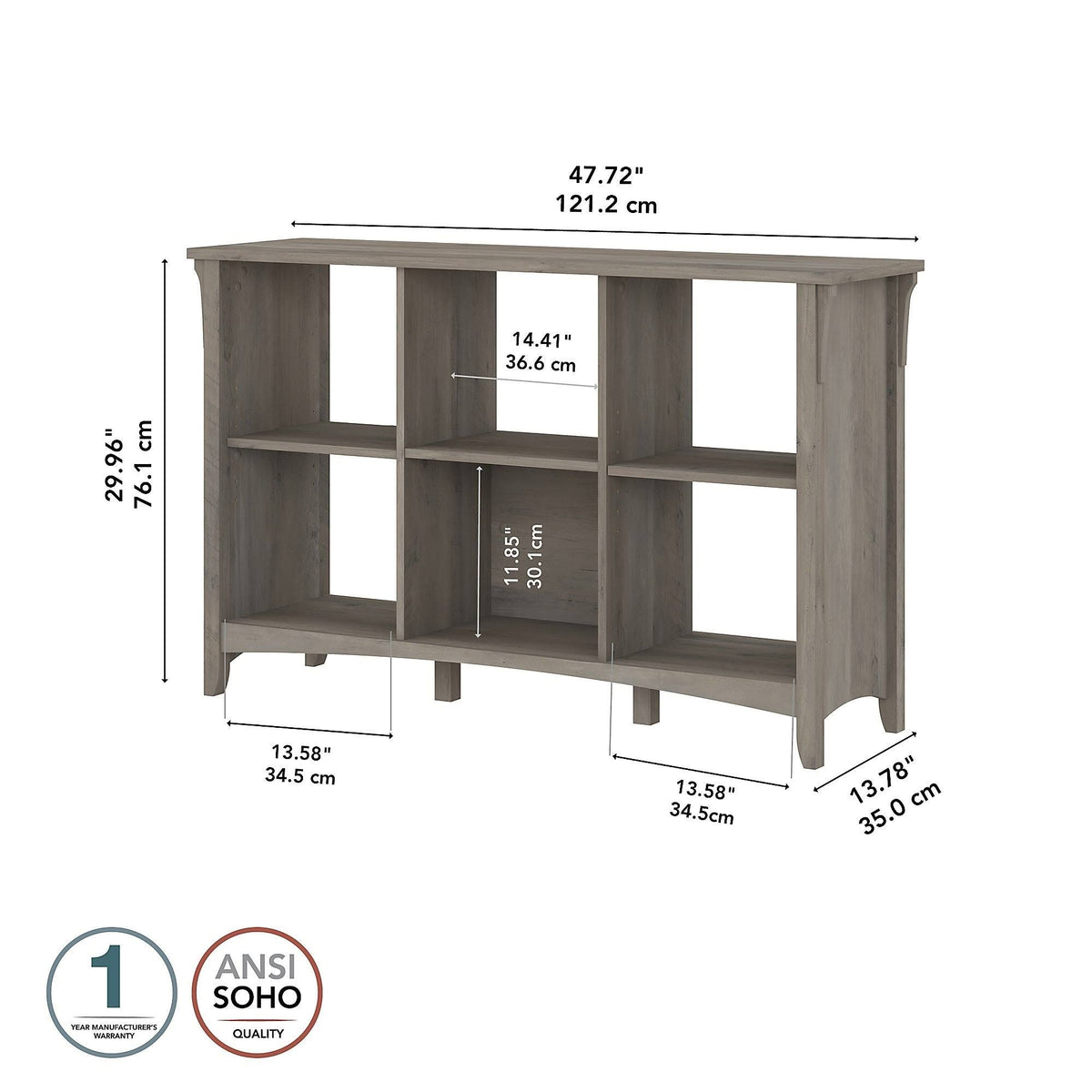 6 Cube Organizer, Pure White and Shiplap Gray A8563