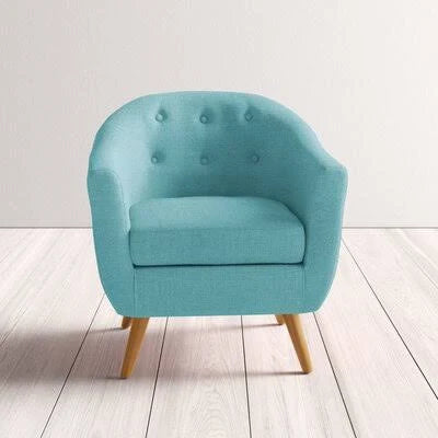 Teal Green Polyester Blend Barrel Chair W4865