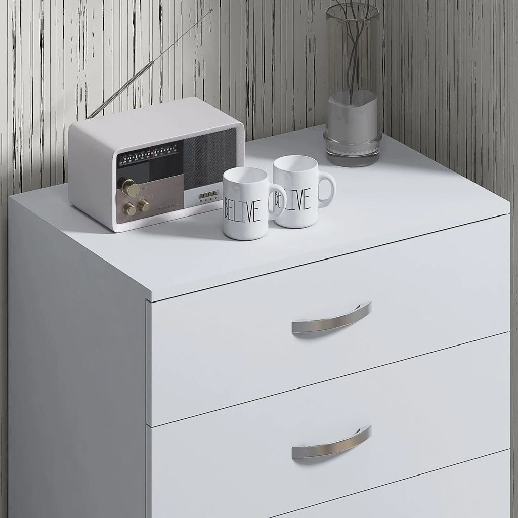 White 4 Drawer Wood Nightstand Dresser T980