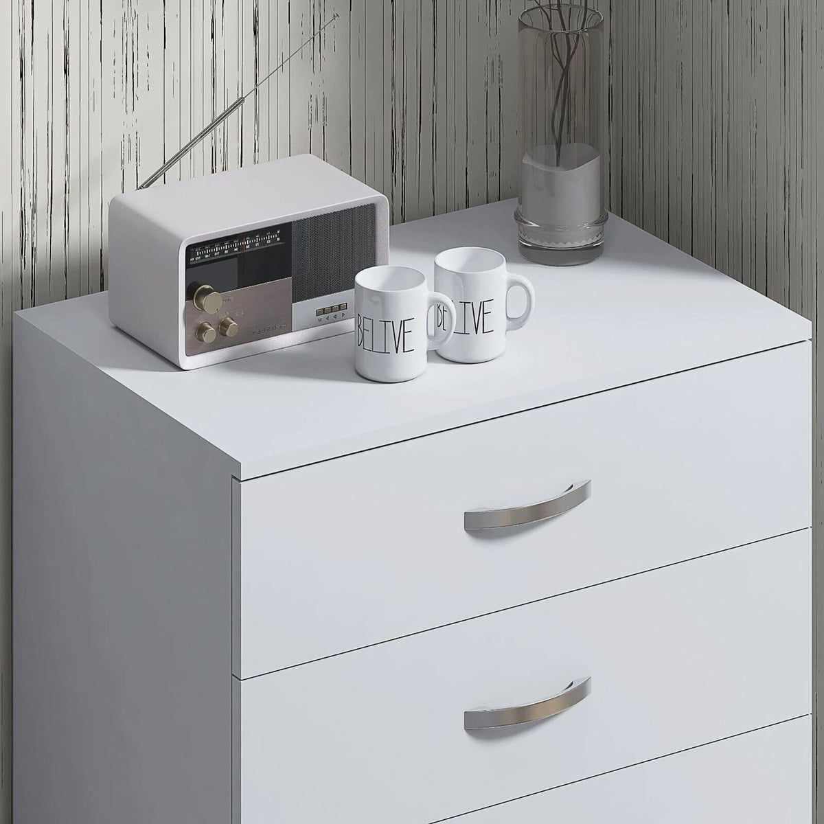 White 4 Drawer Wood Nightstand Dresser T980