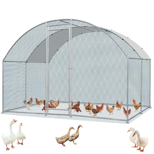 13×10FT Walk-in Galvanized Metal Chicken Coop with Waterproof Anti-UV Cover H358406