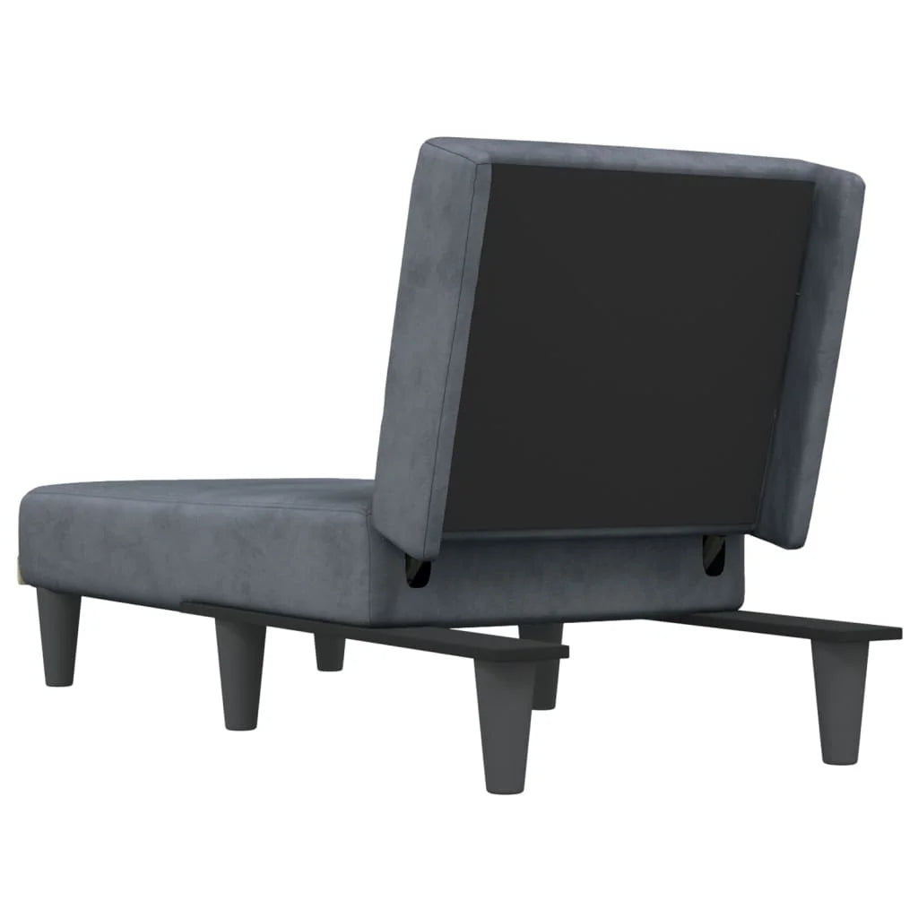 Dark Gray Velvet Chaise Longue F7185