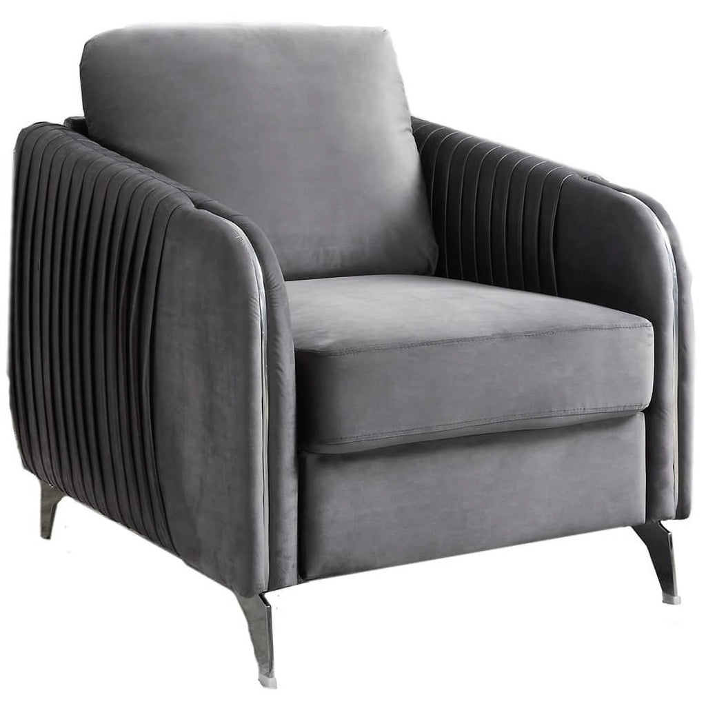 Gray Velvet Accent Arm Chair Y31990