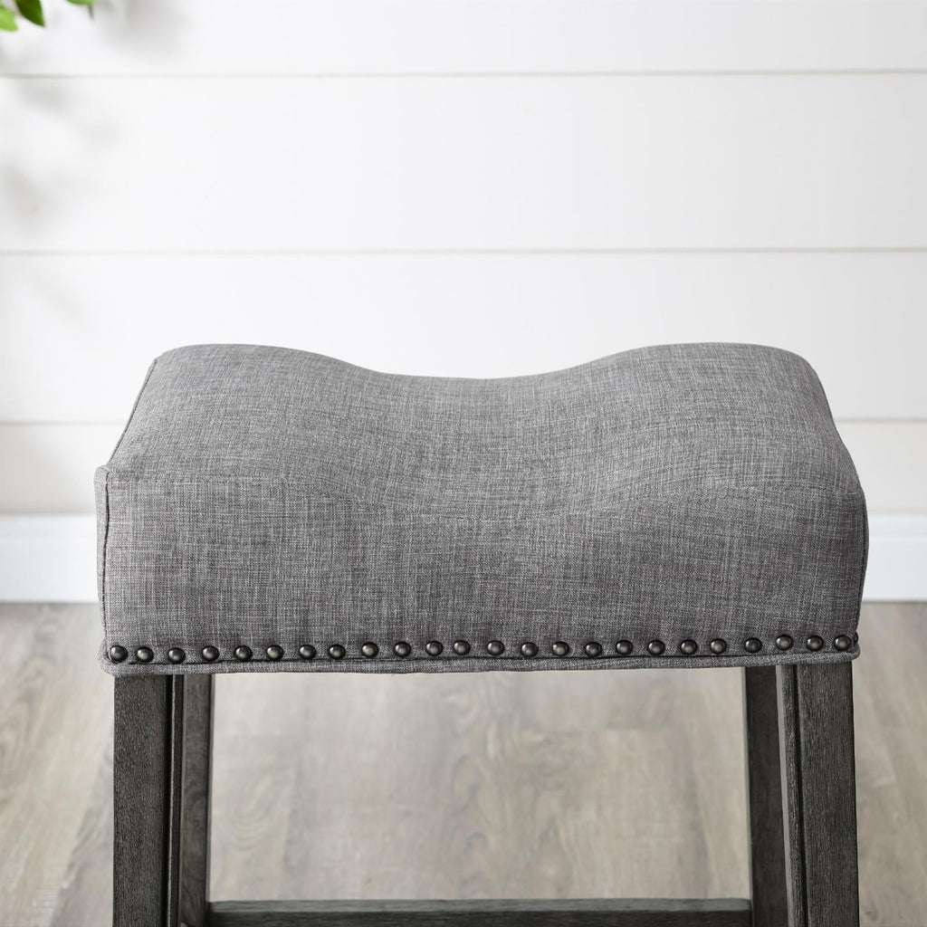 Gray Fabric Saddle Stool Set of 2 H4382
