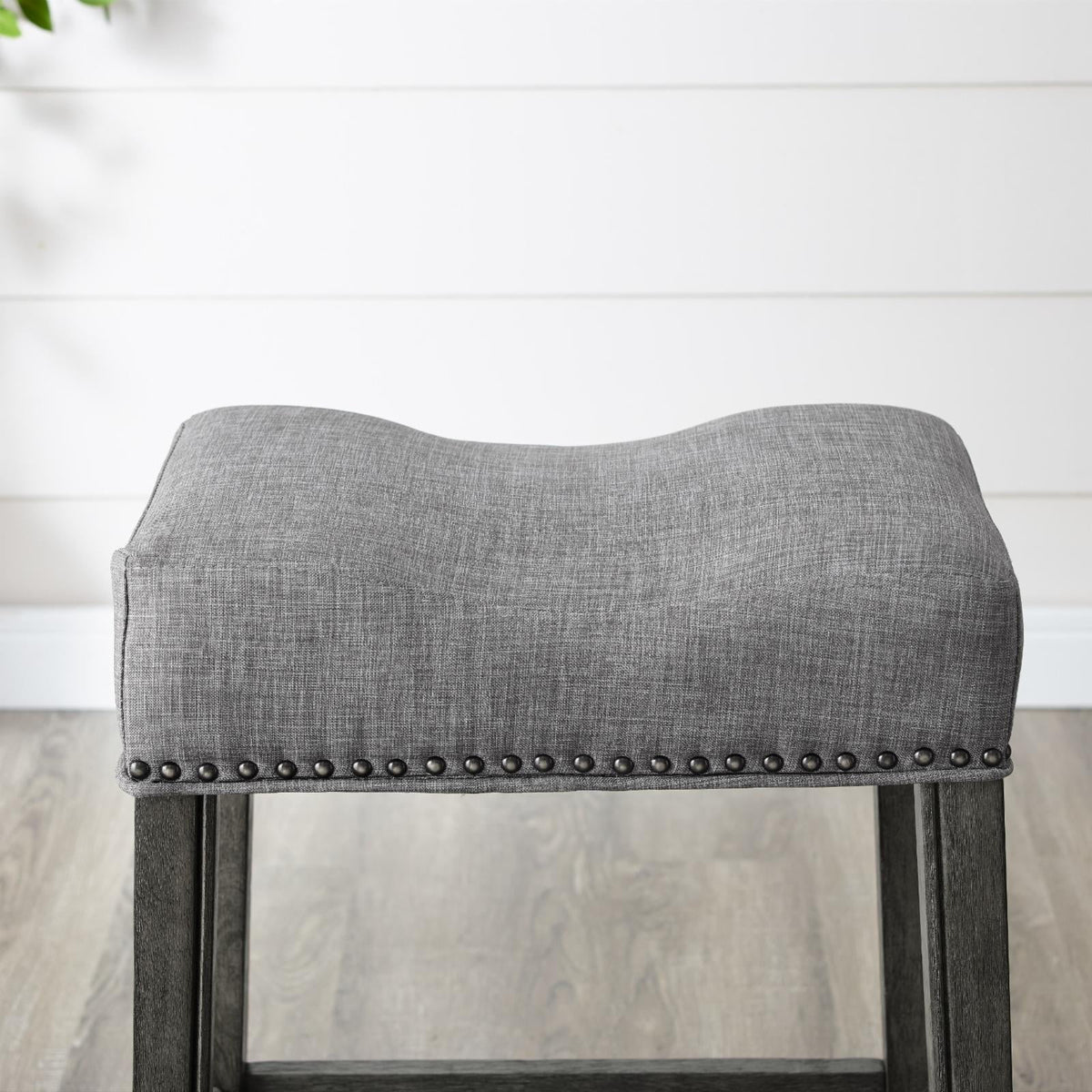 Gray Fabric Saddle Stool Set of 2 H4382