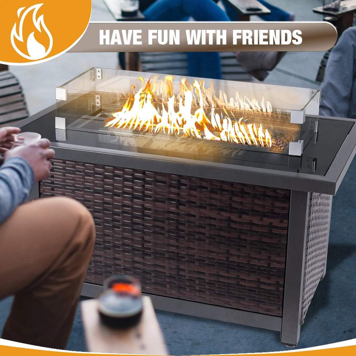 Propane Fire Pit Table with Wind Guard C387316