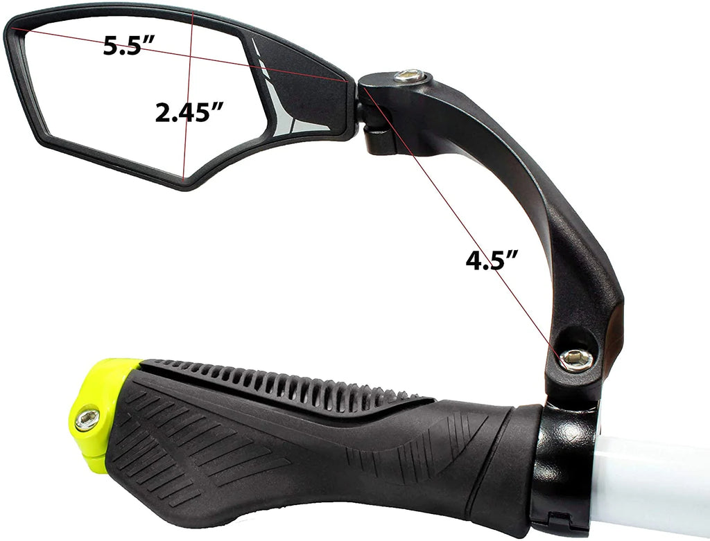 Handlebar Bike Mirror, HD, Blast-resistant, Glass Lens, Silver Left O55964
