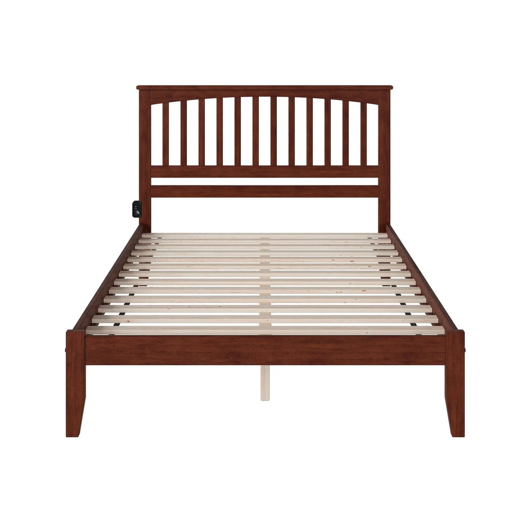 King Platform Bed with Open Foot Board in Walnut Y187