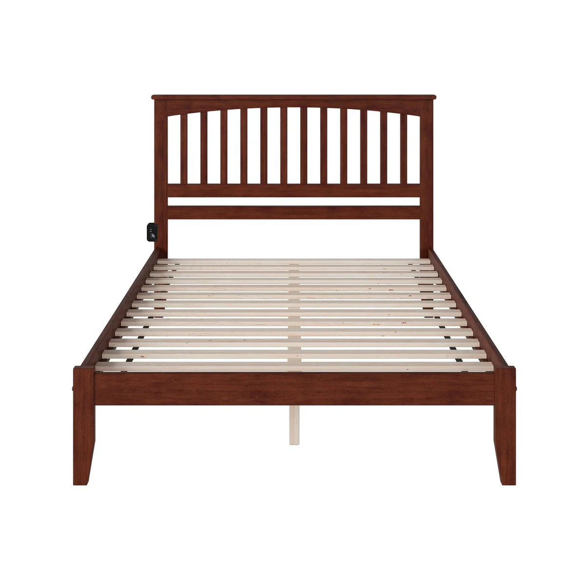 King Platform Bed with Open Foot Board in Walnut Y187