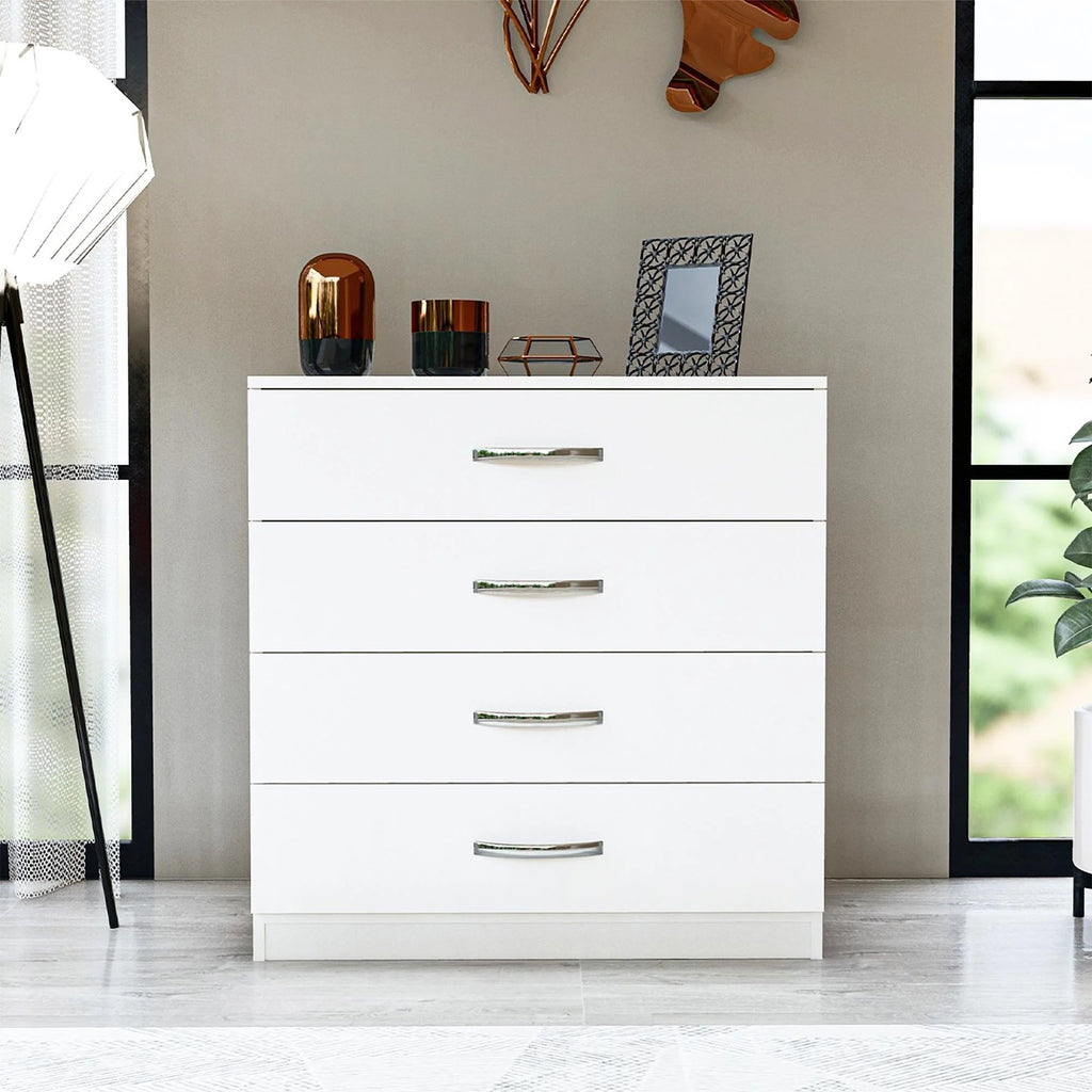 White 4 Drawer Wood Nightstand Dresser T980