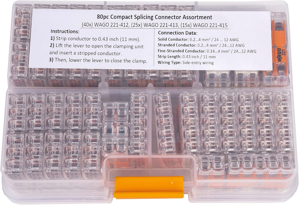 80pc Lever-Nuts Wire Connectors with Case R36614