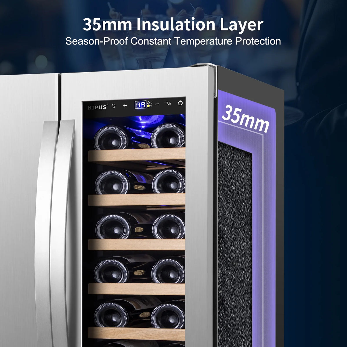 18 Bottle 57 Can Wine and Beverage Refrigerator D698