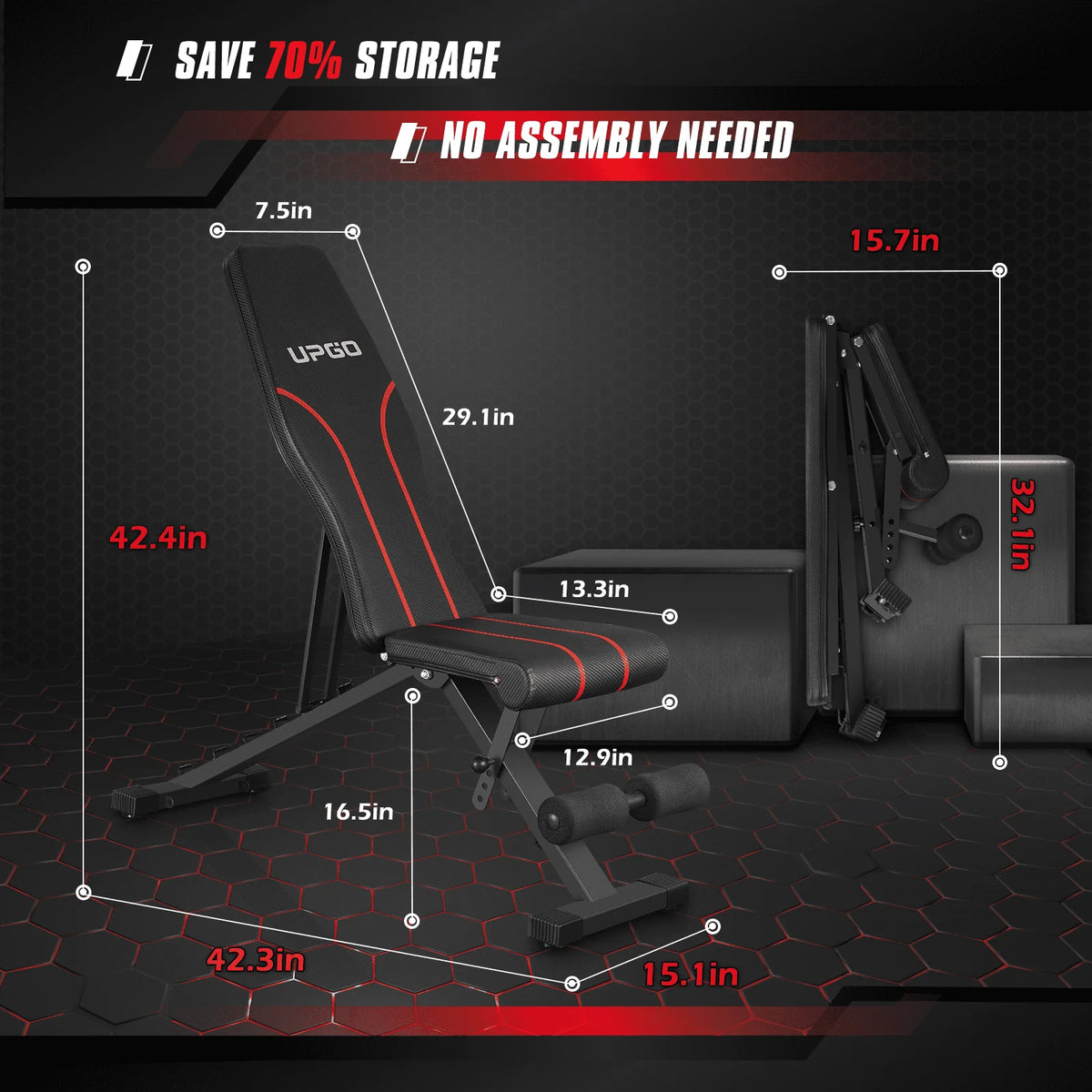Adjustable Weight Bench 660lbs Capacity Foldable K9074