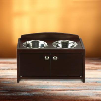 Dark Brown Wooden Pet Feeder B270