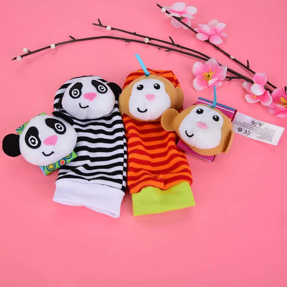 Baby Socks Toys Wrist Rattle and Foot Finder Developmental Early Educational Toys Set (4 PCS) U256397