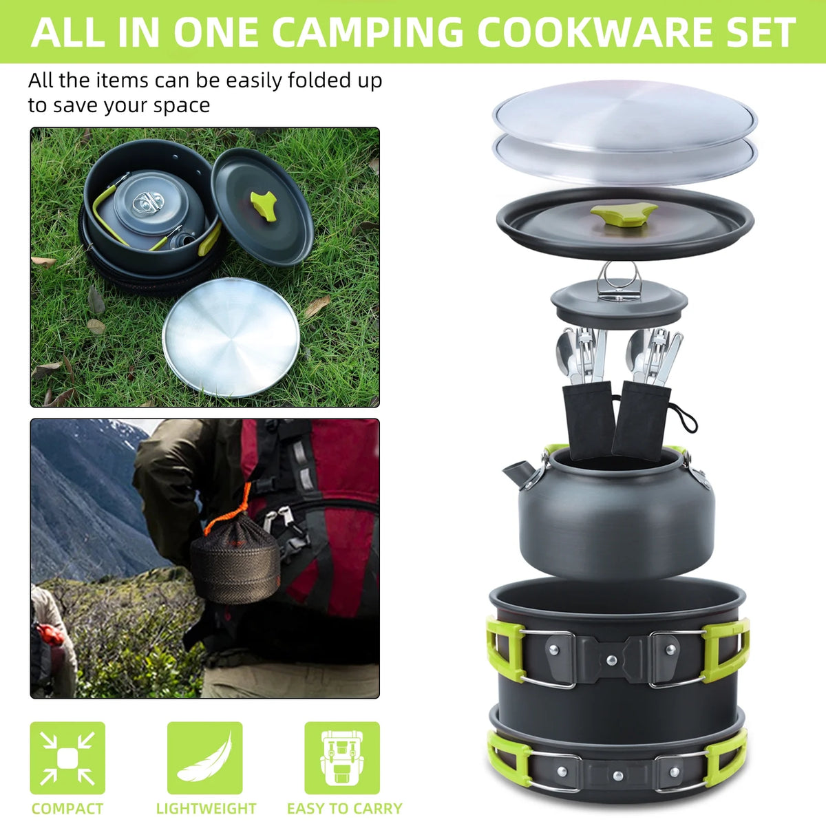 16pcs Camping Cookware Set J193