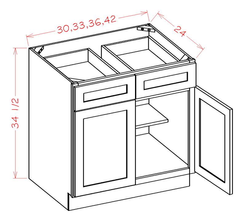 White 2 Doors 2 Drawers 1 Shelf Base Cabinet U49275