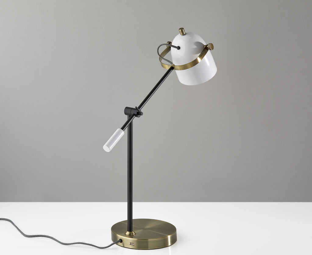 Black White and Antique Brass Desk Lamp M66743
