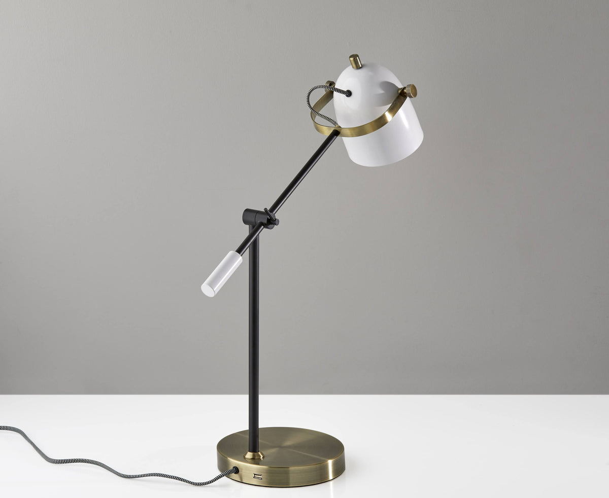 Black White and Antique Brass Desk Lamp M66743