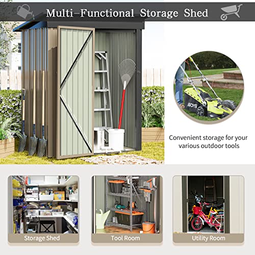 Metal Outdoor Storage Shed 5FT x 3FT Brown N11577