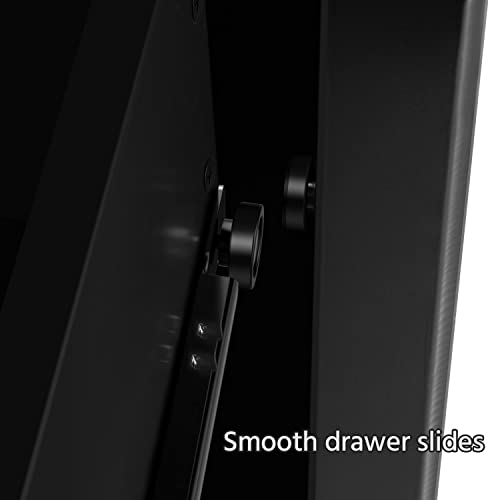 Black Bedside Table Set of 2 with 3 Drawer and Solid Wood Legs A4389