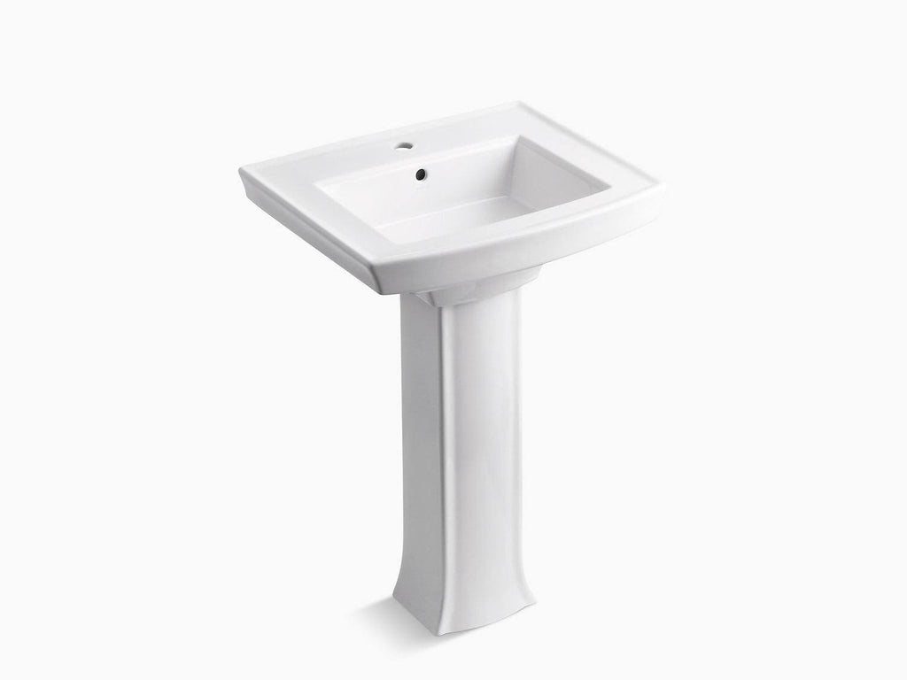 Black Pedestal Bathroom Sink with Single Faucet Hole I63940