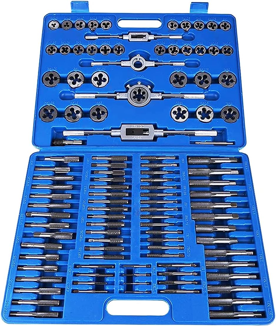 110PCS Hardened Alloy Steel Metric Tap and Die Tool Set with Storage Case K918702