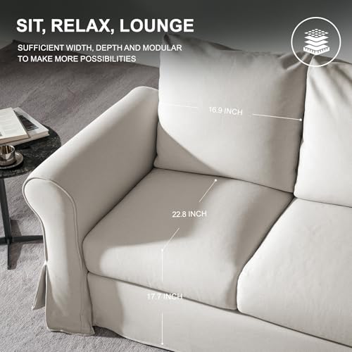 89" White Slip Covered Sofa with Extra Deep Seat J8793