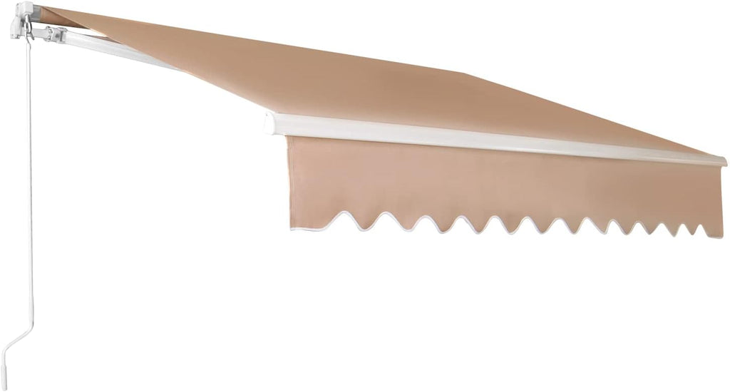 Retractable Patio Awning with Crank Handle UV Water-Resistant Fabric Tan 6.5’x8.2’ R7828