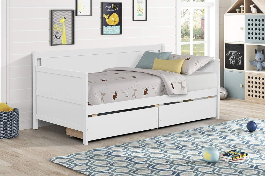 Twin White Daybed Frame with 2 Storage Drawers L223838