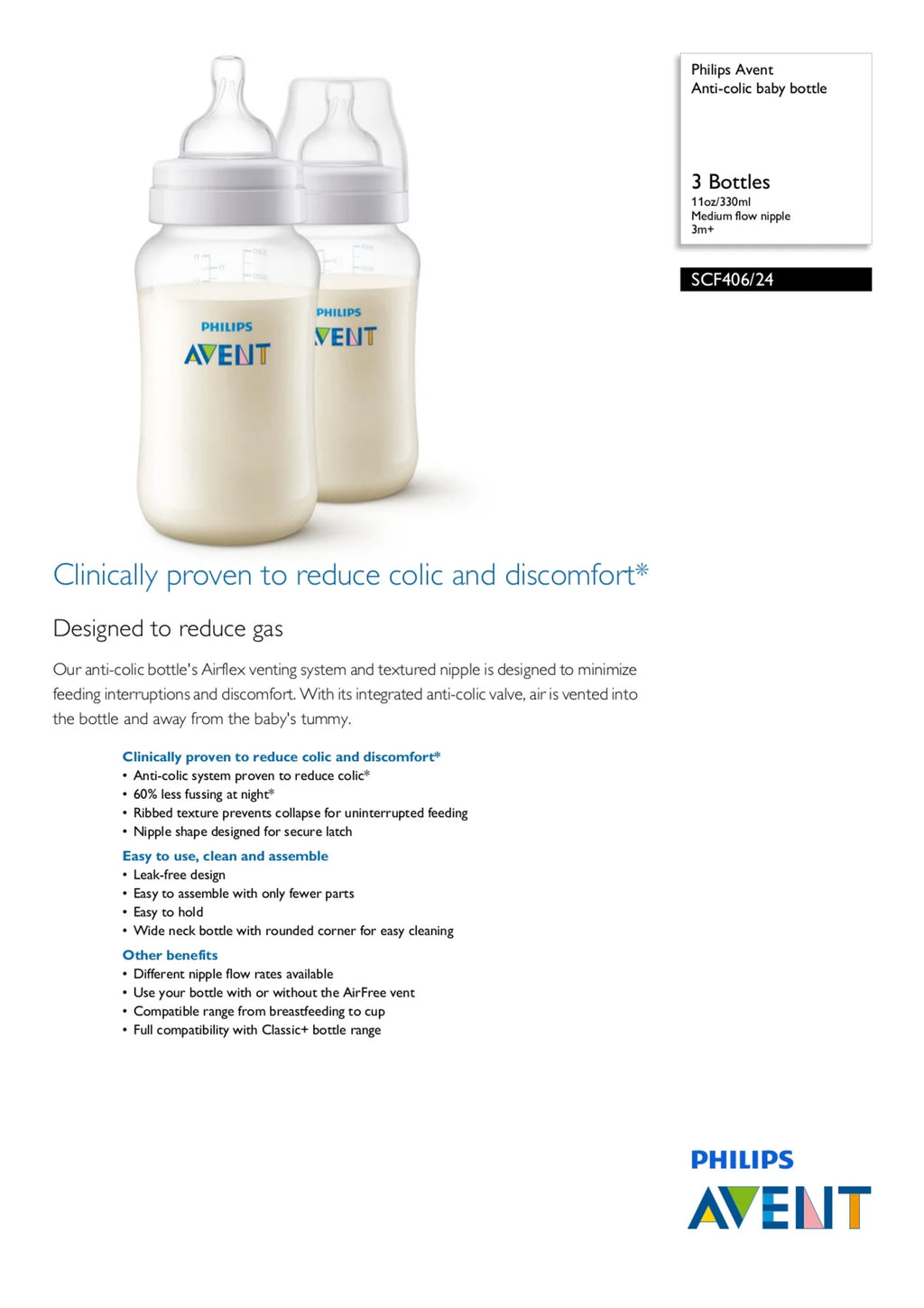 11oz 2pk Clear Anti-colic Baby Bottle I70875