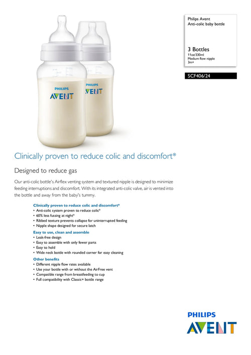 11oz 2pk Clear Anti-colic Baby Bottle I70875