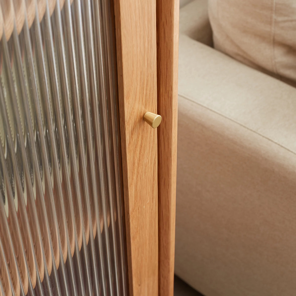 Solid Oak Storage Cabinet with Glass Door F3132