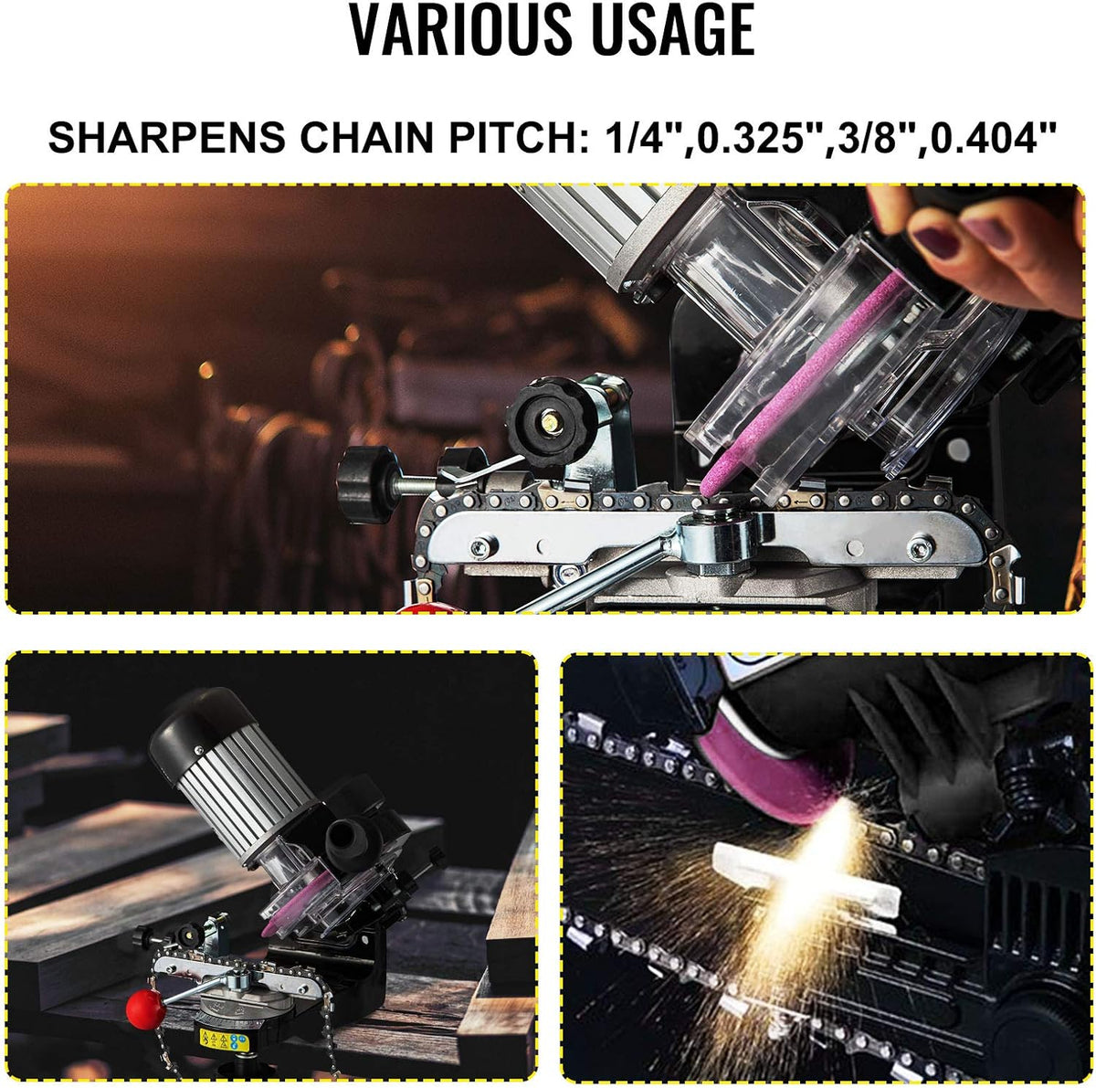 Chainsaw Sharpener 230W Multi-Angle Adjustable Chain Grinder 3000RPM Electric for 1/4" to 2/5" Chains L3118