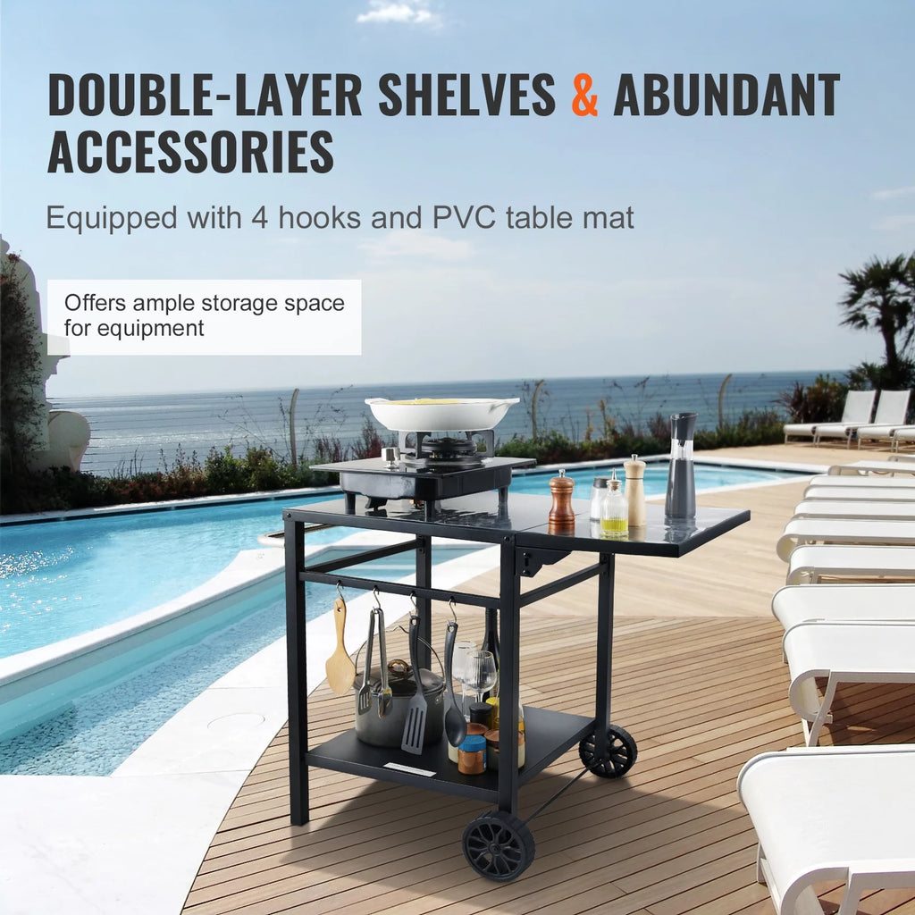 Foldable 2 Tier Outdoor Grill Cart B5996