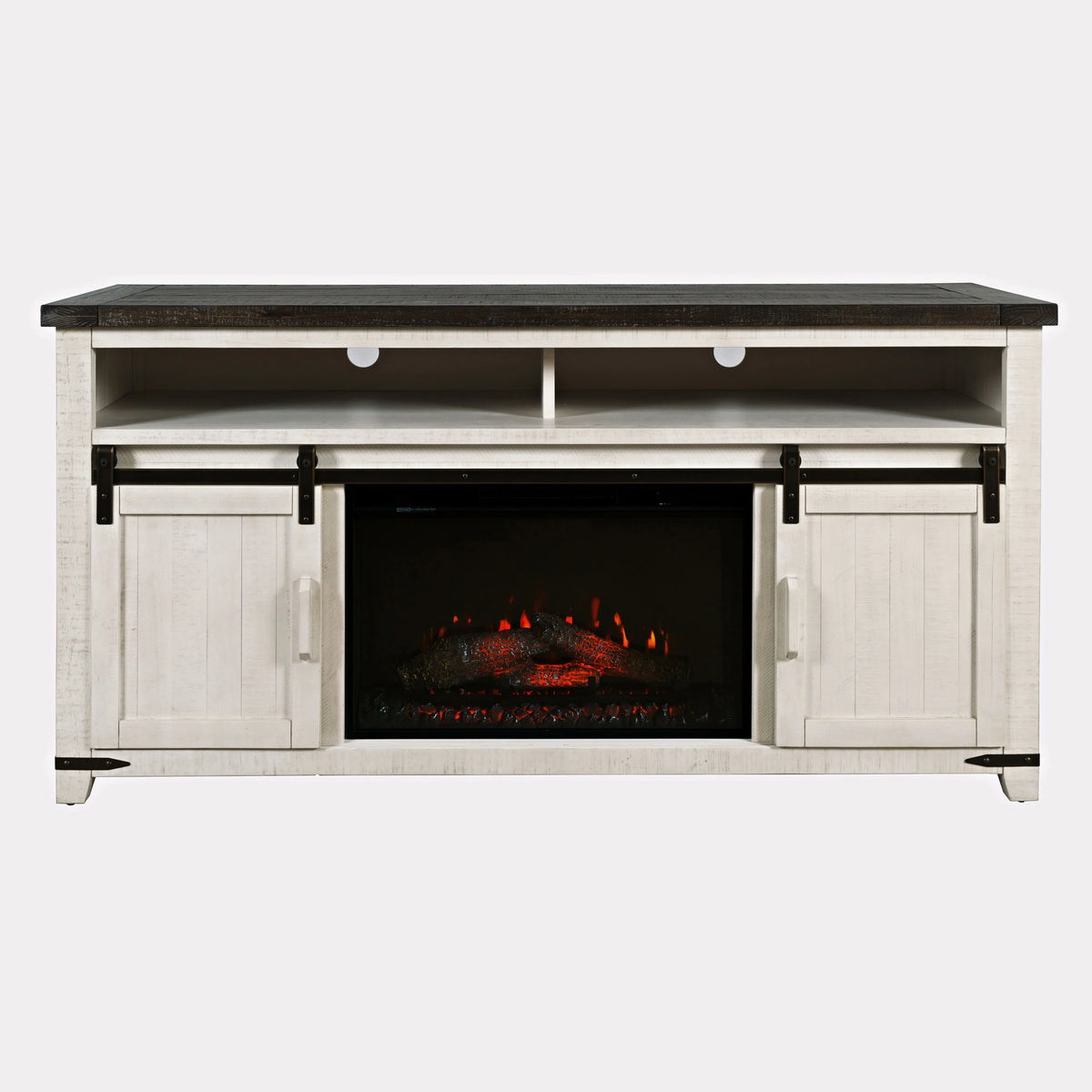 Solid Pine 64" TV Stand Console with Electric Fireplace R82381