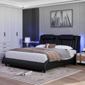 White Queen LED PU Leather Upholstered Platform Bed G546649