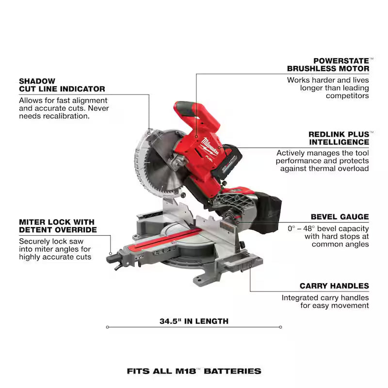 18V Cordless Dual Bevel Sliding Compound Miter Saw Kit with 8.0 Ah Batteries D204