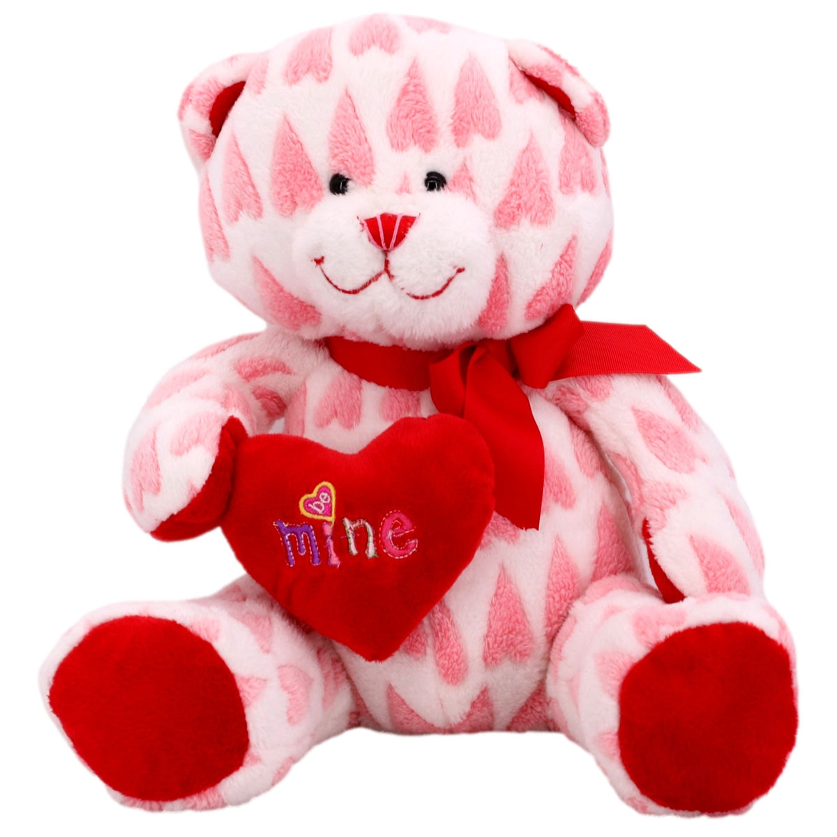Pink Heart Plush Teddy Bear Pillow K8334