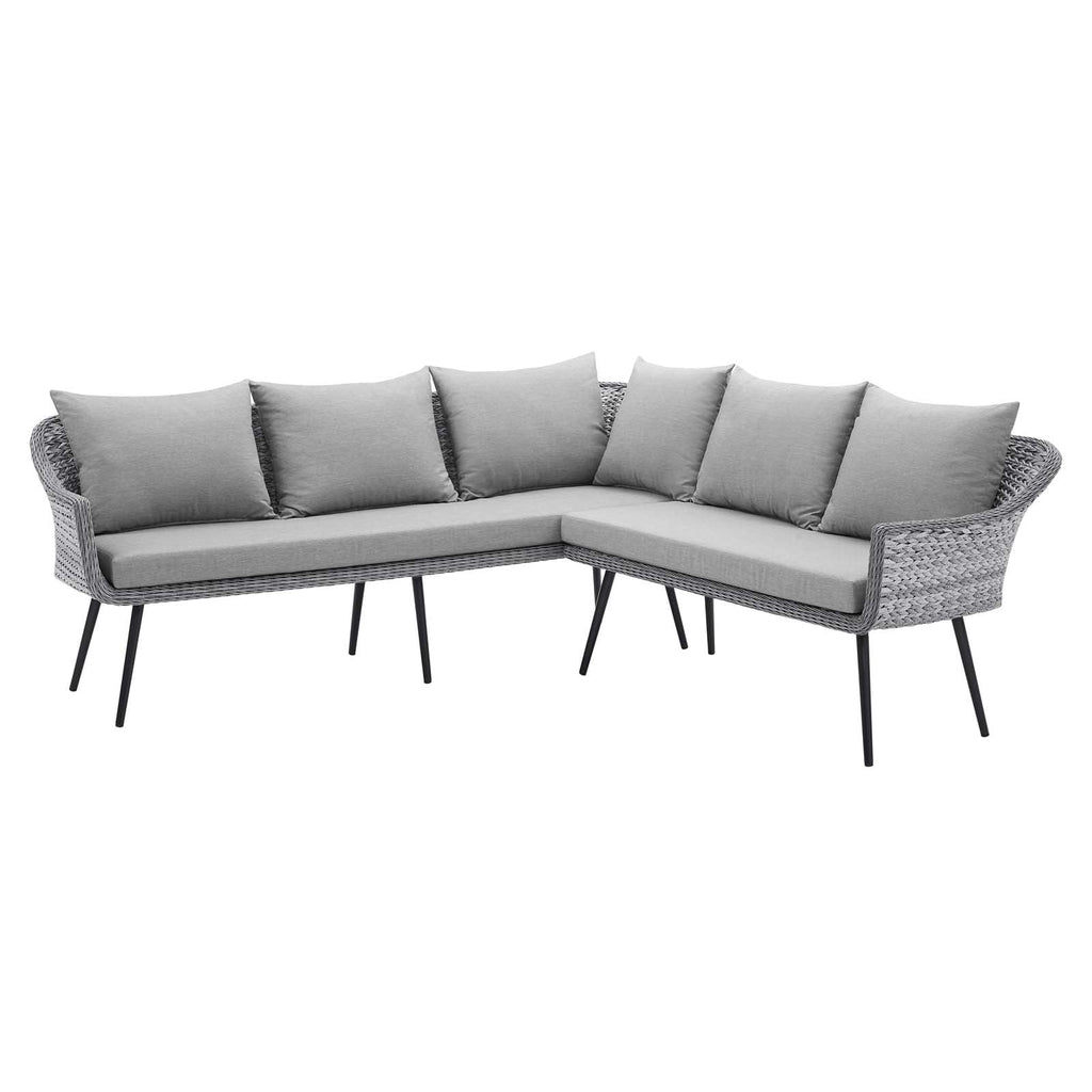 Grey Rattan Sectional Sofa U156