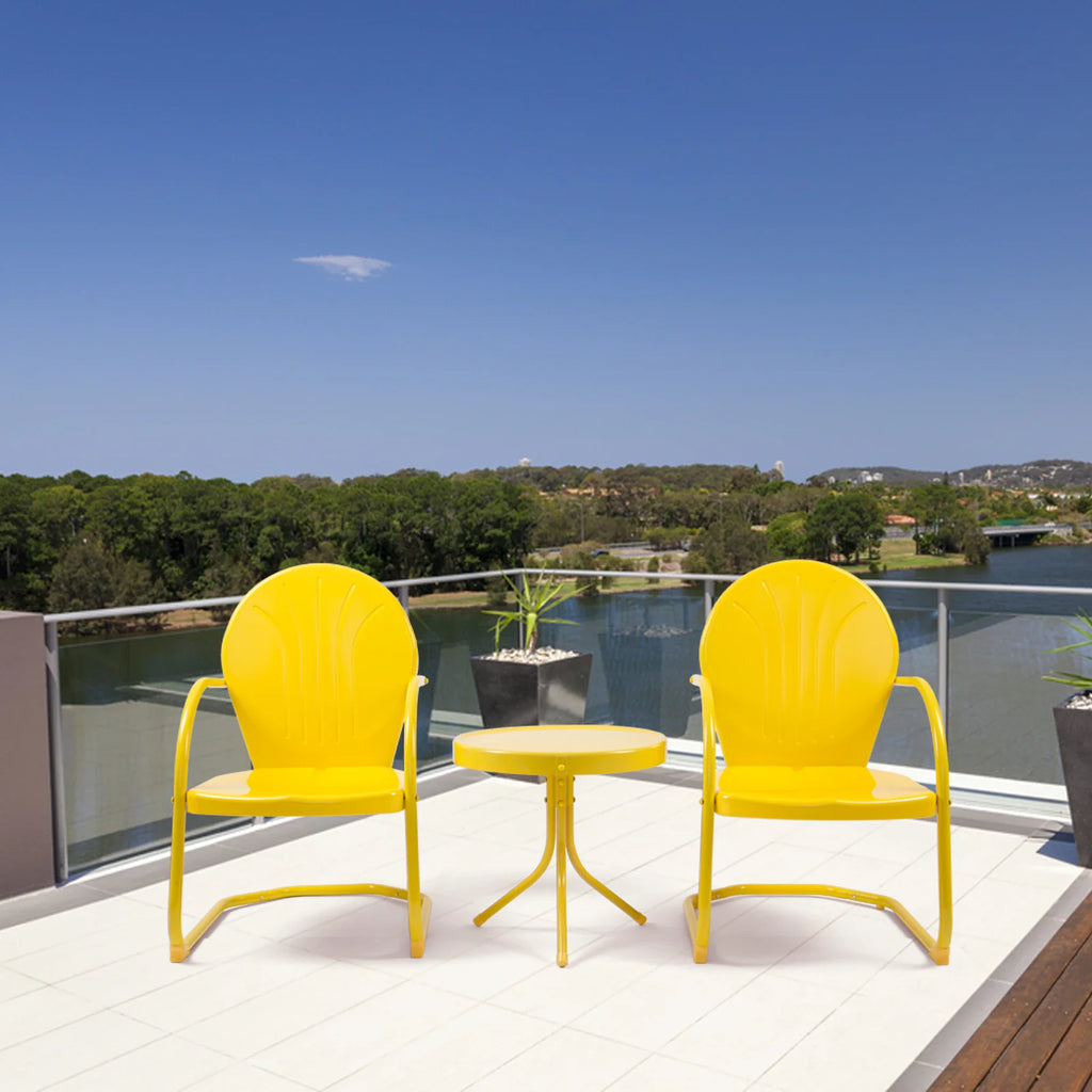 3 Piece Yellow Metal Patio Bistro Set X115