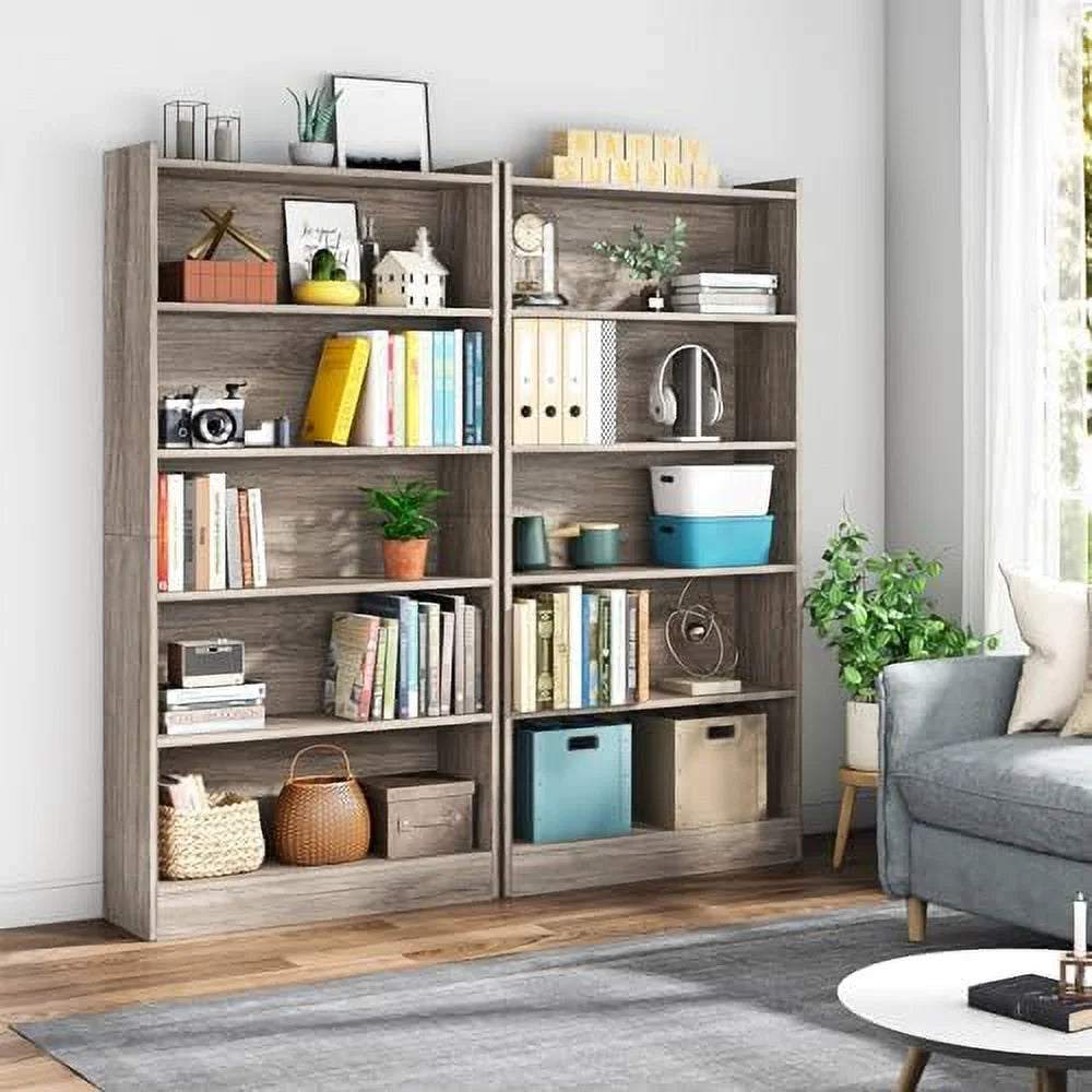 Black 6-Tier Wood Bookcase D45740