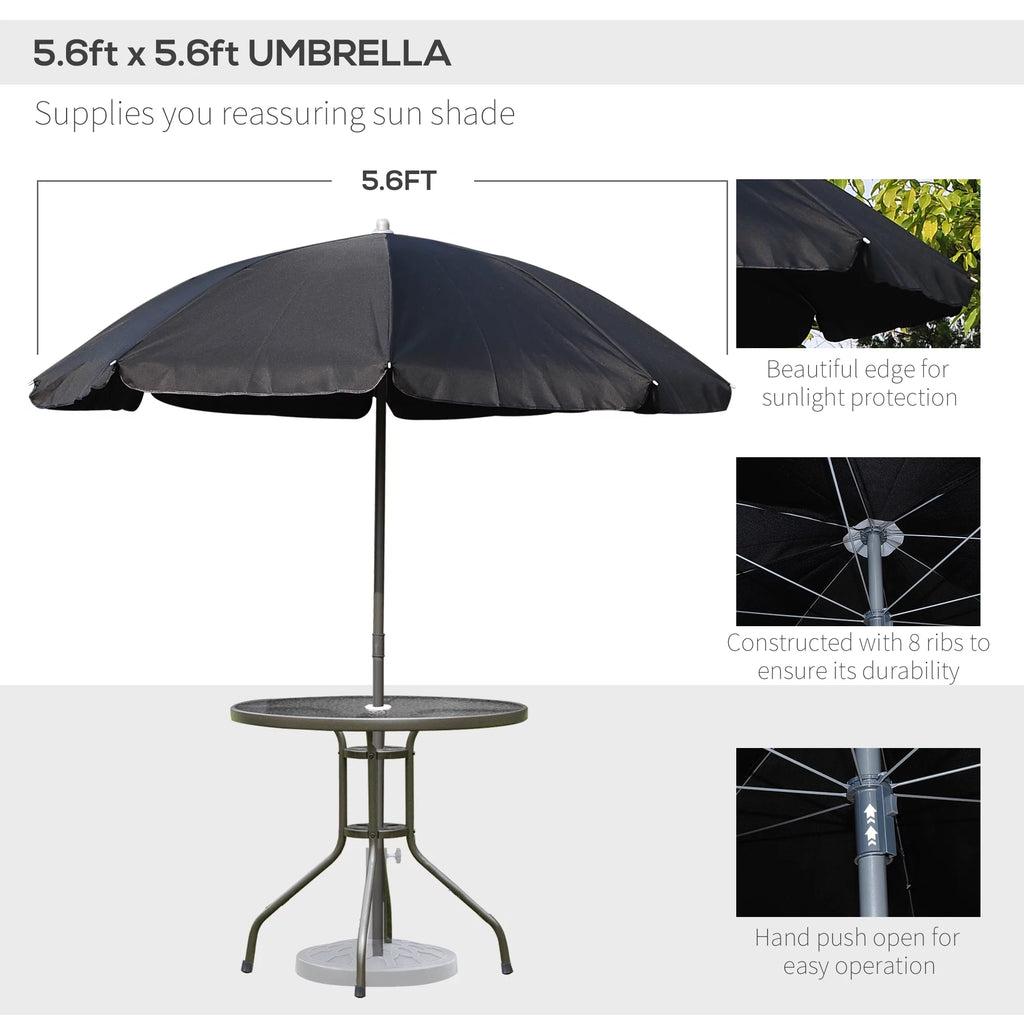 6 Piece Patio Dining Set with Umbrella, Black J5673